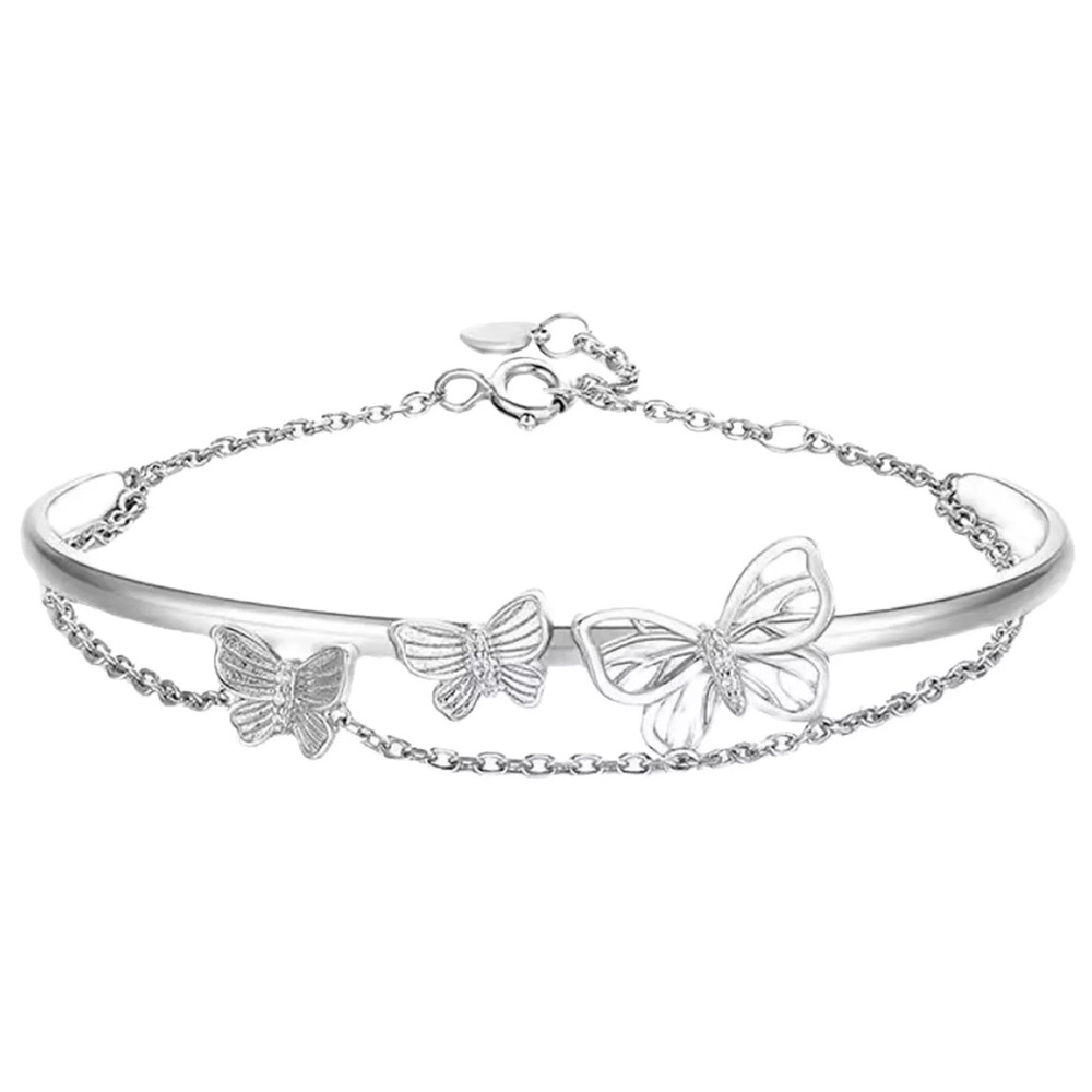 Openwork Butterfly Charm Bracelet For Women Silver Color Elegantfashion Tassel